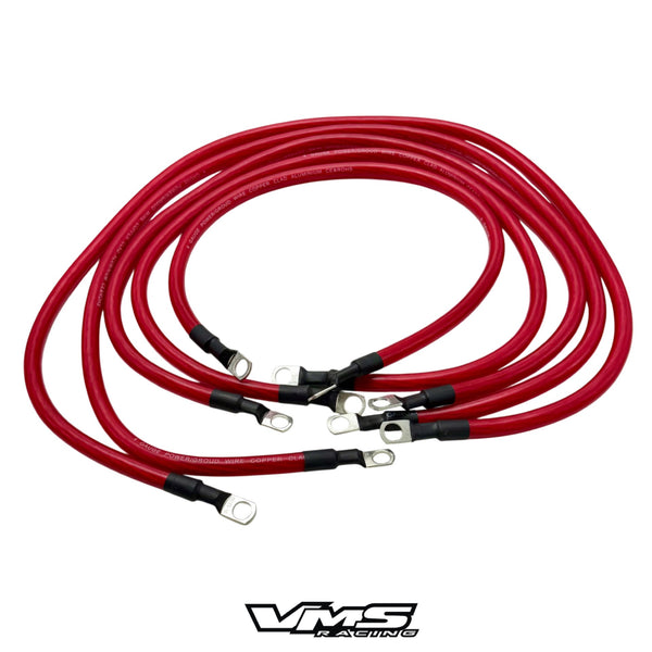 UNIVERSAL 100% COPPER BILLET ALUMINUM 5-POINT 10MM GROUND WIRE SYSTEM CIRCLE EARTH GROUNDING KIT FOR RACING OR STREET CARS BLACK OR RED