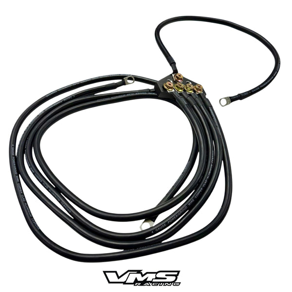 UNIVERSAL 100% COPPER BILLET ALUMINUM 5-POINT 10MM GROUND WIRE SYSTEM CIRCLE EARTH GROUNDING KIT FOR RACING OR STREET CARS BLACK OR RED