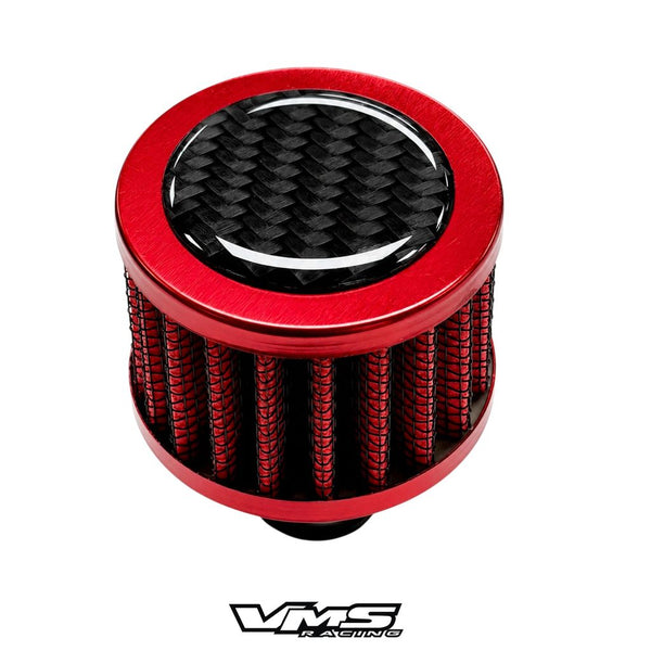 UNIVERSAL PUSH IN VALVE COVER AIR FILTER BREATHER WITH CLAMP 12MM RED BLUE or BLACK