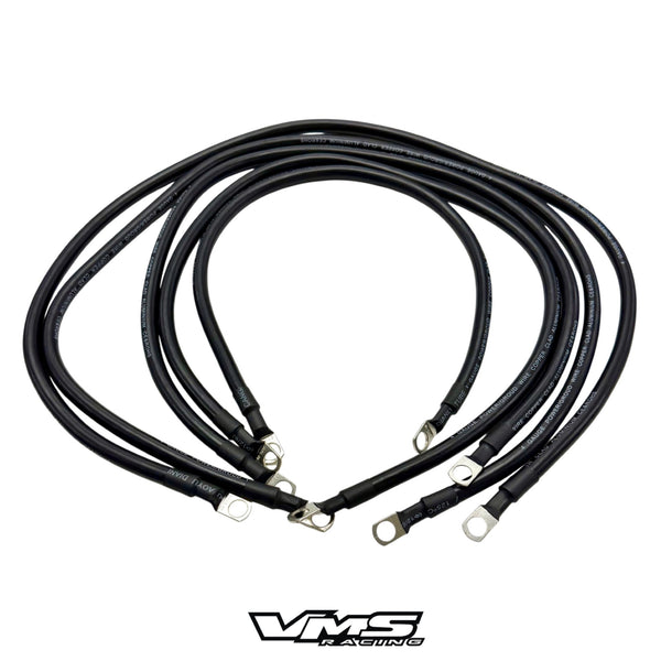 UNIVERSAL 100% COPPER BILLET ALUMINUM 5-POINT 10MM GROUND WIRE SYSTEM CIRCLE EARTH GROUNDING KIT FOR RACING OR STREET CARS BLACK OR RED