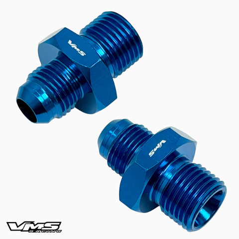 6AN MALE FLARE TO 16X1.5 MM METRIC STRAIGHT FITTING ALUMINUM ADAPTER FOR HONDA D & B SERIES FUEL RAILS AVILABLE IN BLUE OR BLACK // PART # FT1615