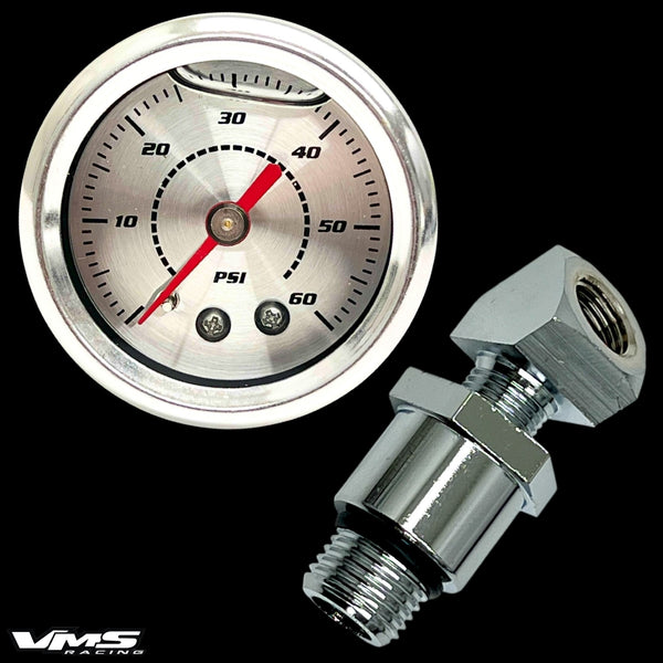 60 PSI LIQUID FILLED OIL PRESSURE GAUGE KIT FOR 1938-1999 HARLEY DAVIDSON MOTORCYCLES SHOVELHEAD EVO BIG TWIN // PART # FPGMTC