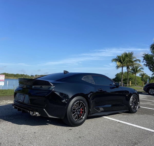 DRAG PACK STREET DRAG RACE BLACK HAWK 17x10 44 OFFSET & 18x5 -25 OFFSET 5X120.7 10-23 GEN 5/6 CAMARO SS & V6, 08-09 PONTIAC G8 GT, 14-17 CHEVY SS,  08-14 CADILLAC CTS-V, 06-13 CORVETTE Z06 & GS // PART# VWBH017 & VWBH018