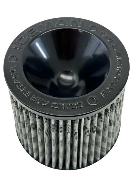 ICEMAN AIR FILTER COLD AIR INTAKE 3" (76MM) INLET RED BLUE BLACK OR GUN METAL // PART # AFCN