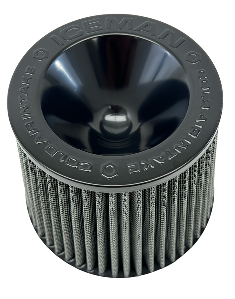 ICEMAN AIR FILTER COLD AIR INTAKE 3" (76MM) INLET RED BLUE BLACK OR GUN METAL // PART # AFCN