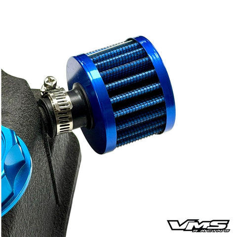 UNIVERSAL PUSH IN VALVE COVER AIR FILTER BREATHER WITH CLAMP 12MM RED BLUE or BLACK