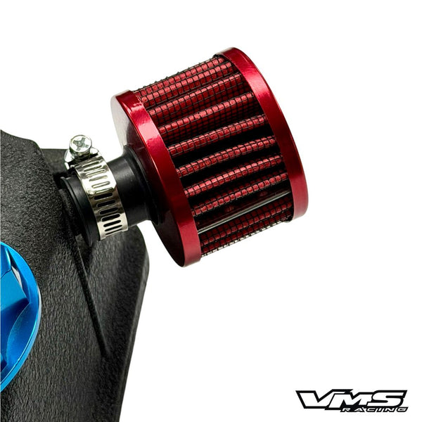 UNIVERSAL PUSH IN VALVE COVER AIR FILTER BREATHER WITH CLAMP 12MM RED BLUE or BLACK
