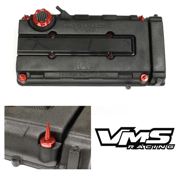 HONDA/ACURA ENGINE DRESS UP KIT B16 B18 VTEC CARBON FIBER LOOK VALVE COVER INSERT WASHER SEAL SPIRAL SPIKE NUT KIT