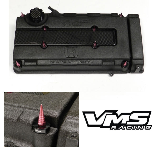 HONDA/ACURA ENGINE DRESS UP KIT B16 B18 VTEC CARBON FIBER LOOK VALVE COVER INSERT WASHER SEAL SPIRAL SPIKE NUT KIT
