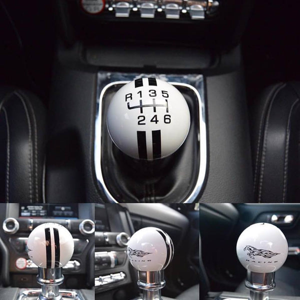 rally car gear stick VMS RACING RALLY STRIPE WITH FLAMING MUSTANG LOGO SHIFT KNOB 6 SPEED F