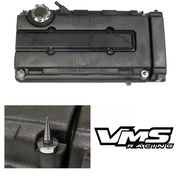 HONDA/ACURA ENGINE DRESS UP KIT B16 B18 VTEC CARBON FIBER LOOK VALVE COVER INSERT WASHER SEAL SPIRAL SPIKE NUT KIT