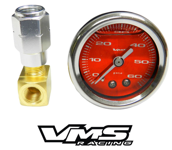 60 PSI Liquid Filled Fuel Pressure Gauge 0-60 PSI WITH Adapter for LS engines /LT1 (92-97) and L98 (TPI)