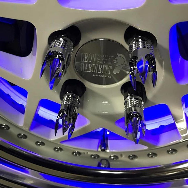 14X1.5 MM 89MM LONG FOR CARS ONLY!! NO TRUCKS!! CNC MACHINED FORGED STEEL EXTENDED POSEIDON SPIKE LUG NUTS WITH ANODIZED ALUMINUM CAP // 20MM CAP DIAMETER 51MM CAP LENGTH PART # LGC007