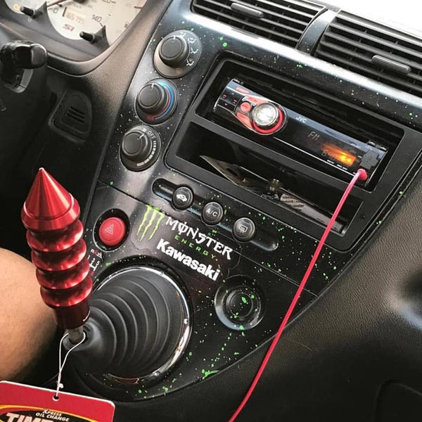 SPIKED RIBBED EXTENDED SHIFT KNOB WITH SECRET STASH SPOT FOR HONDA CIVIC ACURA INTEGRA FORD MUSTANG CAMARO NISSAN