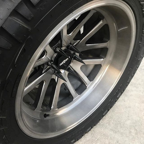 14x2.0 MM 124MM LONG CNC MACHINED FORGED STEEL EXTENDED SPIKE (25MM DIAMETER) LUG NUTS ANODIZED ALUMINUM CAPS TRUCK LENGTH 04-14 FORD F150 RAPTOR TREMOR EXPEDITION // 25MM CAP DIAMETER 73MM CAP LENGTH PART # LGC024