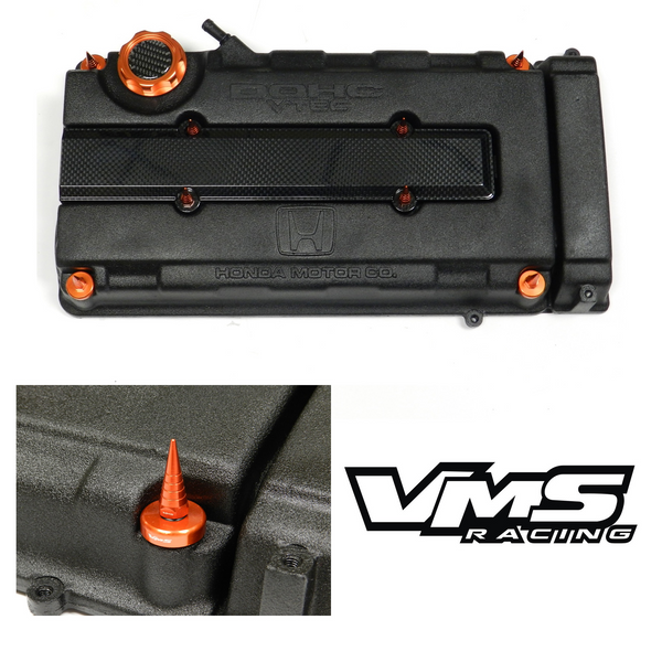 HONDA/ACURA ENGINE DRESS UP KIT B16 B18 VTEC CARBON FIBER LOOK VALVE COVER INSERT WASHER SEAL SPIRAL SPIKE NUT KIT