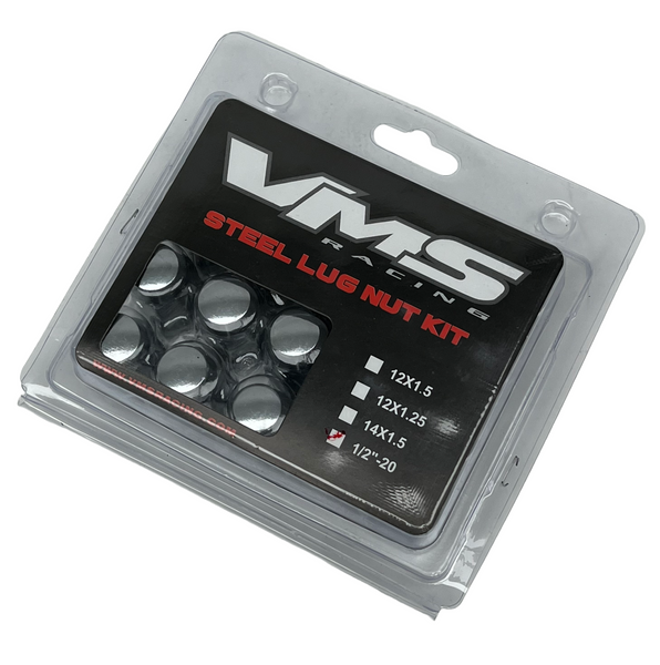 STREET/STRIP CLOSED END FORGED STEEL LUG NUTS FOR VMS RACING WHEELS 60 DEGREE BULGE ACORN SET OF 20