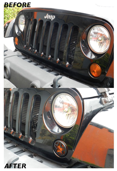 TURN SIGNAL LIGHT EURO GUARDS COVERS 07-16 JEEP WRANGLER & UNLIMITED JK BLACK (PAIR)