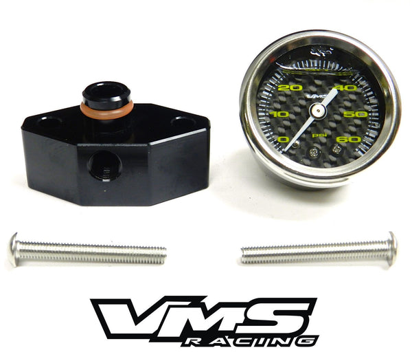 05-10 FORD MUSTANG GT & SHELBY GT 500 1 1/2" 60 PSI FUEL PRESSURE GAUGE LIQUID FILLED WITH ADAPTER