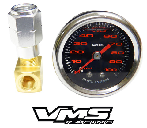 100 PSI Liquid Filled Fuel Pressure Gauge 0-100 PSI WITH Adapter for H