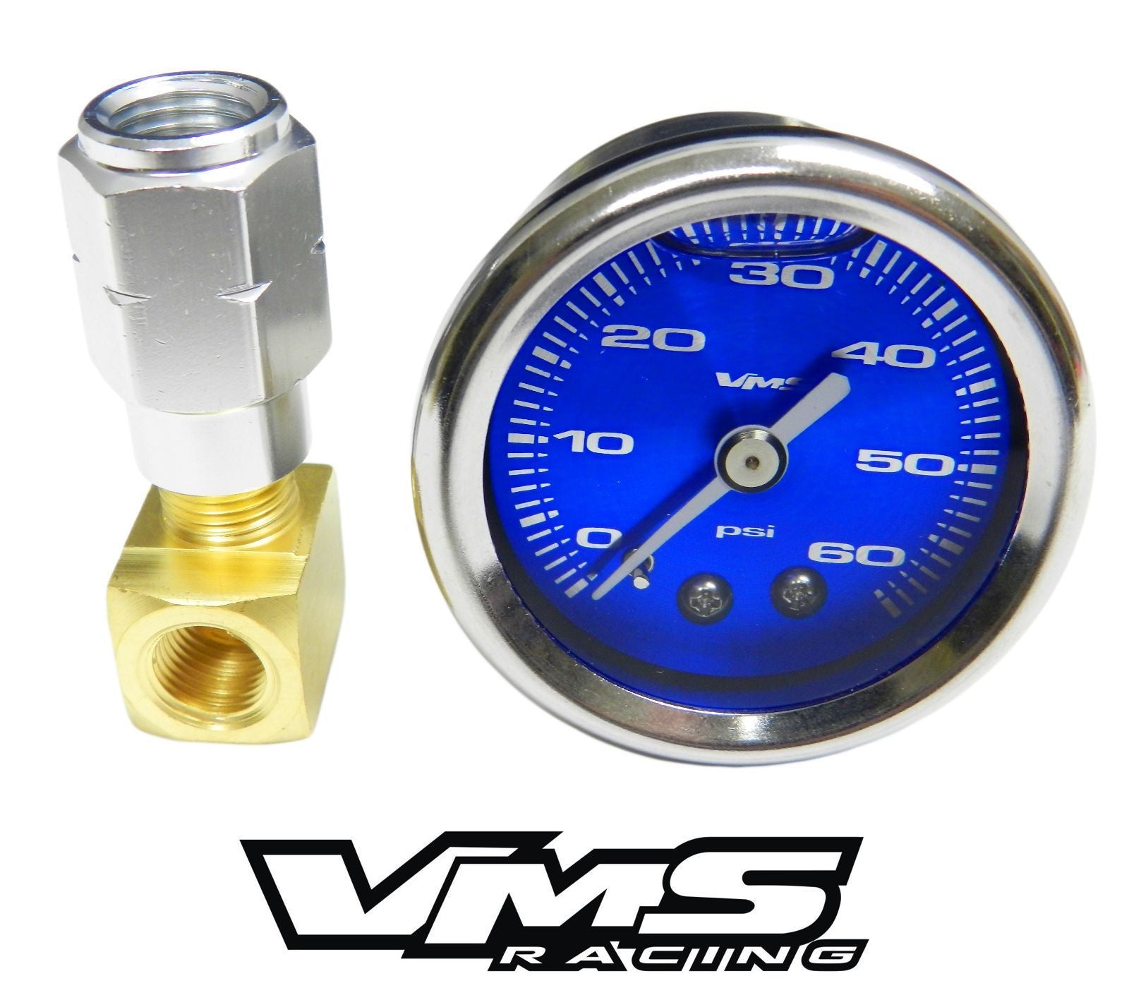 60 PSI Liquid Filled Fuel Pressure Gauge 0-60 PSI WITH Adapter for LS