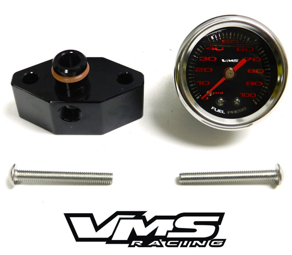 05-10 FORD MUSTANG GT & SHELBY GT 500 1 1/2" 60 PSI FUEL PRESSURE GAUGE LIQUID FILLED WITH ADAPTER