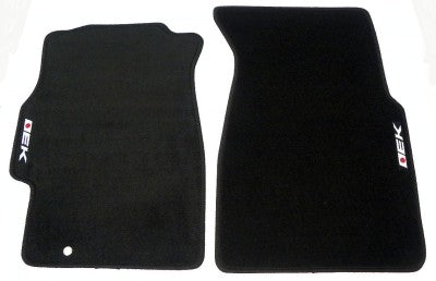 4-Piece Black Floor Mat Set For 2016-2019 Honda Civic 4-Door Sedan - Carpet Material With Civic Emblem, Front & Rear Rows