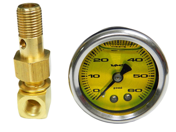 60 PSI Liquid Filled Fuel Pressure Gauge 0-60 PSI WITH Adapter for HONDA/ACURA engines