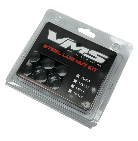 STREET/STRIP CLOSED END FORGED STEEL LUG NUTS FOR VMS RACING WHEELS 60 DEGREE BULGE ACORN SET OF 20