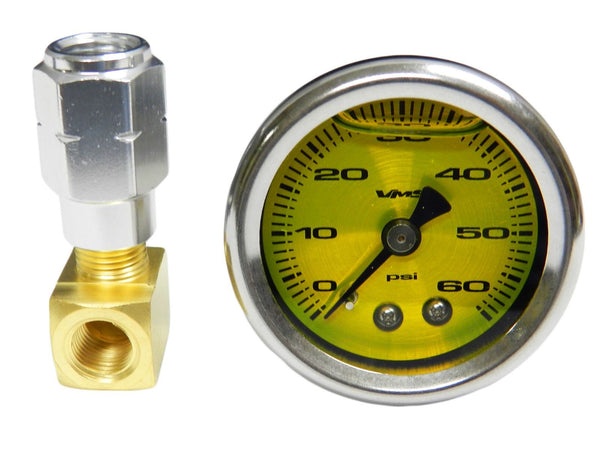 60 PSI Liquid Filled Fuel Pressure Gauge 0-60 PSI WITH Adapter for