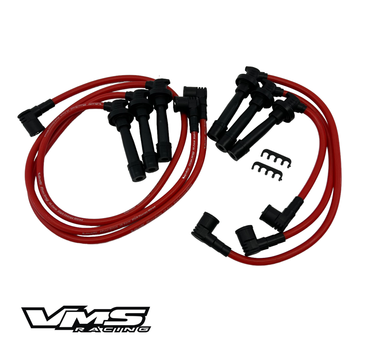 VMS RACING 98-02 ACCORD 4CYL 10.2MM SPARK PLUG WIRES SET NGK V-POWER PLUGS RED M
