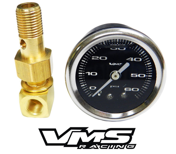 60 PSI Liquid Filled Fuel Pressure Gauge 0-60 PSI WITH Adapter for HONDA/ACURA engines