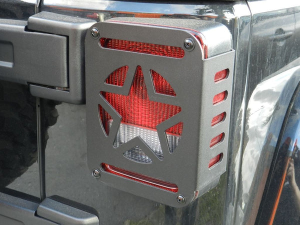 JEEP WRANGLER JK 2007-2016 MILITARY STAR REAR TAIL LIGHT COVERS GUARDS (PAIR)