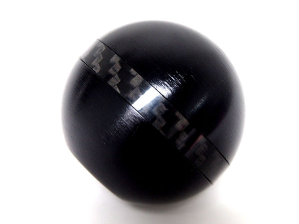 ROUND ANODIZED ALUMINUM WITH CARBON FIBER CENTER RING SHIFT KNOB FOR MOST AUTOMATIC TRANSMISSIONS 2" DIAMETER 8X1.25MM THREAD
