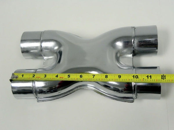 UNIVERSAL  X PIPE STAINLESS STEEL CUSTOM EXHAUST CROSSOVER 2.5" INCH CHROME