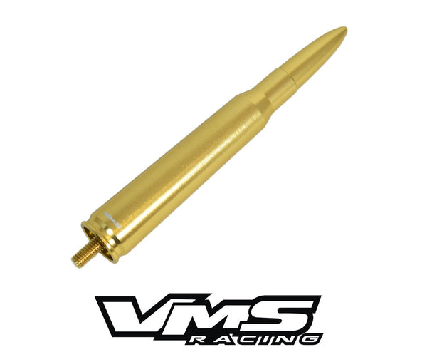 1 PIECE 50 CALIBER CAL BULLET STYLE ALUMINUM SHORT ANTENNA KIT BRASS/GOLD FINISH 5.5" INCHES LONG // PART # SA033BS