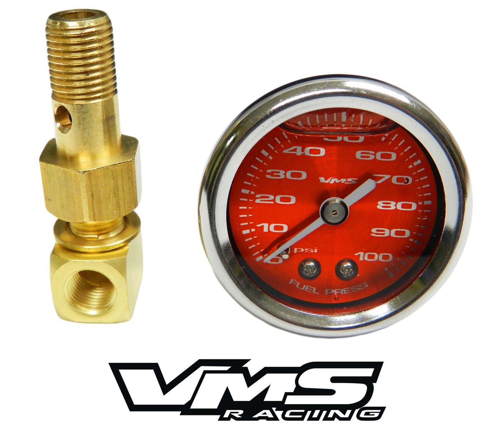 100 PSI Liquid Filled Fuel Pressure Gauge 0-100 PSI WITH Adapter