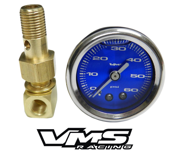 60 PSI Liquid Filled Fuel Pressure Gauge 0-60 PSI WITH Adapter for HONDA/ACURA engines