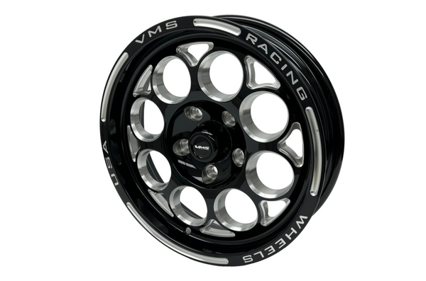 FRONT DRAG RACE 5 LUG MODULO WHEEL 15x3.5 5X114.3 (5x4.5") -13 OFFSET (1.75" BACKSPACING) FORD MUSTANGS/MUSCLE CARS PLYMOUTH/DODGE MUSCLE CARS // PART # VWMO011-B-1