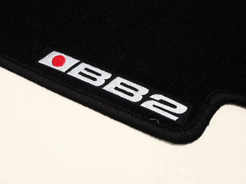 CUSTOM FIT BLACK FLOOR MATS 92-96 HONDA PRELUDE BB2 LOGO // PART #  FMPL9296BKBB2