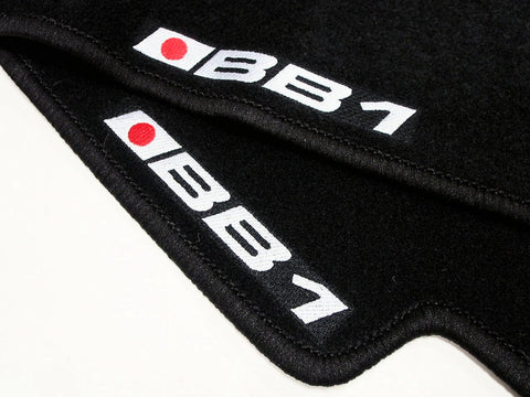 CUSTOM FIT BLACK FLOOR MATS 92-96 HONDA PRELUDE BB1 LOGO // PART #  FMPL9296BKBB1