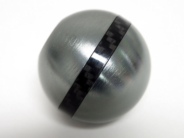 ROUND ANODIZED ALUMINUM WITH CARBON FIBER CENTER RING SHIFT KNOB FOR MOST AUTOMATIC TRANSMISSIONS 2" DIAMETER 8X1.25MM THREAD