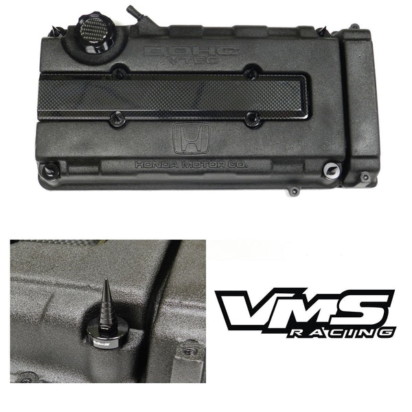HONDA/ACURA ENGINE DRESS UP KIT B16 B18 VTEC CARBON FIBER LOOK VALVE COVER INSERT WASHER SEAL SPIRAL SPIKE NUT KIT