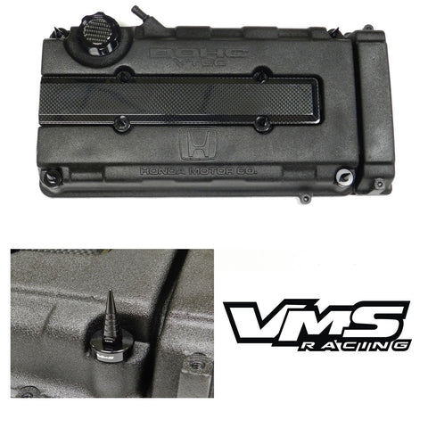 HONDA/ACURA ENGINE DRESS UP KIT B16 B18 VTEC CARBON FIBER LOOK VALVE COVER INSERT WASHER SEAL SPIRAL SPIKE NUT KIT