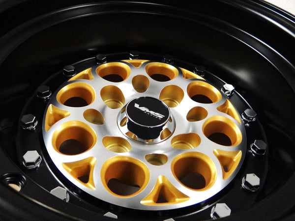 FRONT DRAG RACE REVOLVER WHEEL 13X8 4X100/ 4X114 20 OFFSET GREAT FOR HONDA CIVIC CRX ACURA INTEGRA AVAILABLE IN BLACK OR GOLD MILLING // PART # VWRE004 VWRE005