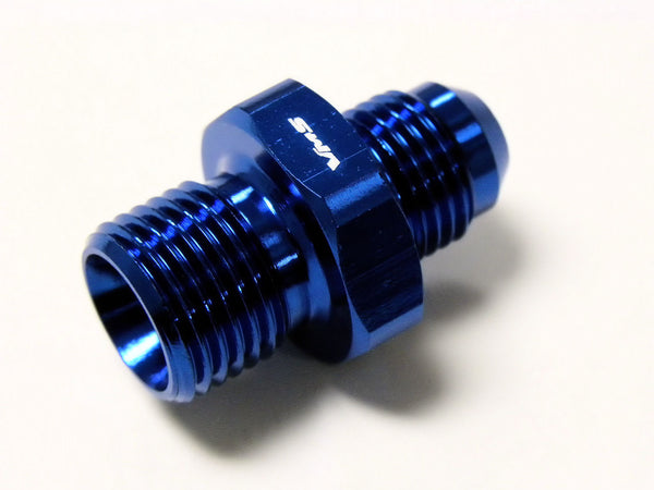 6AN MALE FLARE TO 16X1.5 MM METRIC STRAIGHT FITTING ALUMINUM ADAPTER FOR HONDA D & B SERIES FUEL RAILS AVILABLE IN BLUE OR BLACK // PART # 	FT1615