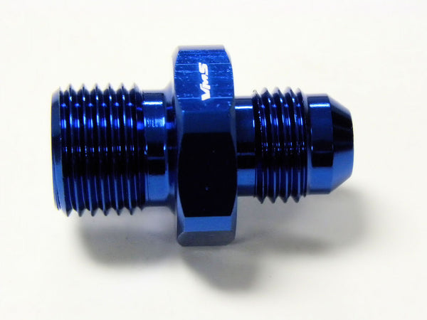 6AN MALE FLARE TO 16X1.5 MM METRIC STRAIGHT FITTING ALUMINUM ADAPTER FOR HONDA D & B SERIES FUEL RAILS AVILABLE IN BLUE OR BLACK // PART # 	FT1615