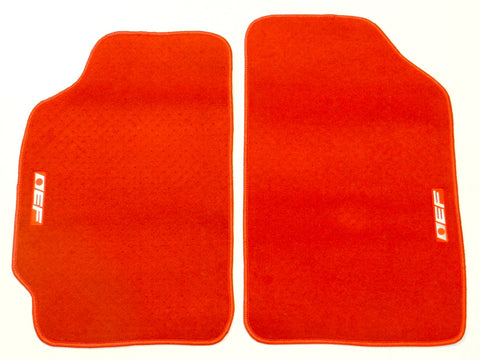 CUSTOM FIT FLOOR MATS 88-91 HONDA CRX EF LOGO COLORS: BLACK or RED