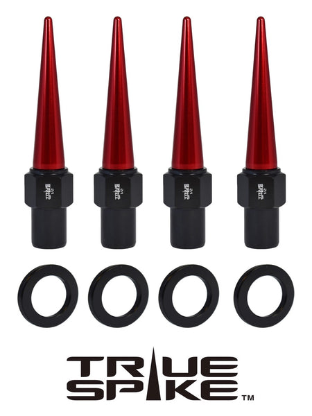 7/16-20 92MM LONG .800 SHANK LUG NUT CNC MACHINED FORGED STEEL WITH ANODIZED ALUMINUM SPIKE CAP // CAP: 16MM DIAMETER 73MM HEIGHT PART # LGC002