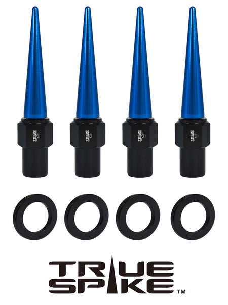 7/16-20 92MM LONG .800 SHANK LUG NUT CNC MACHINED FORGED STEEL WITH ANODIZED ALUMINUM SPIKE CAP // CAP: 16MM DIAMETER 73MM HEIGHT PART # LGC002